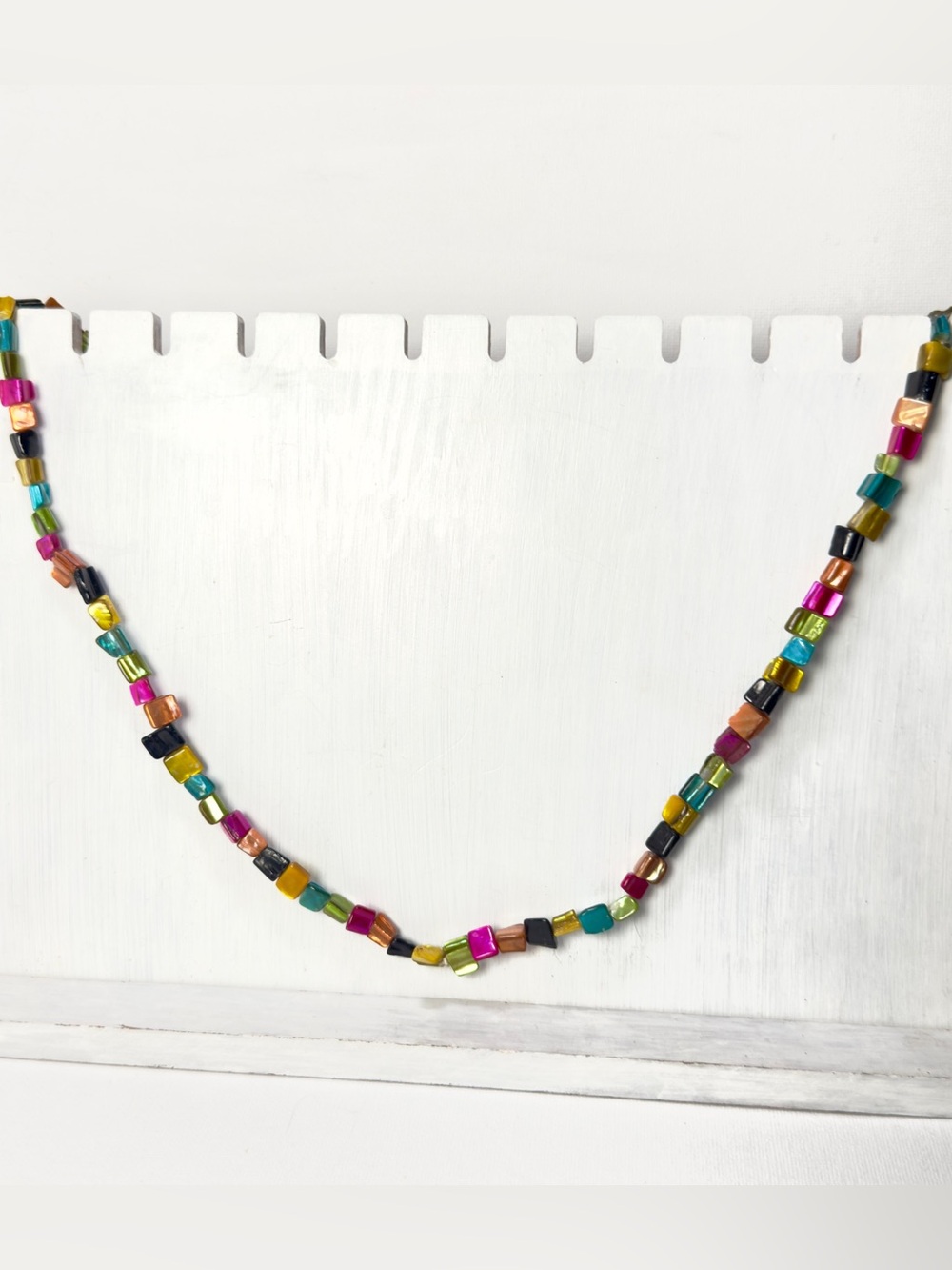 Colorful cube shaped beaded necklace Multicolor Women’s strand costume jewelry